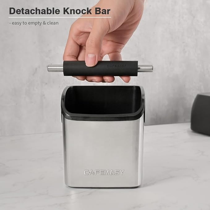 Espresso Puck Knock Box Accessories - Home Use Small Coffee Knock Box Stainless Steel Dump Bin Barista Tools for Espresso Machine Bar Coffee Grounds