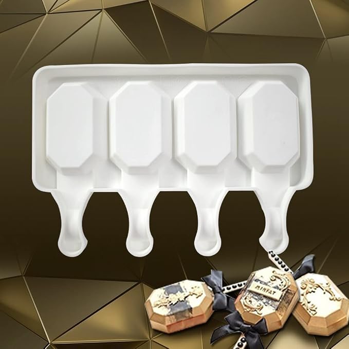 Popsicles Molds, Cake Pop Mold 4 Cavities Ice Pop Cakesicle Molds Silicone Ice Cream Mold, Silicone Popsicle Molds, Ice Pop Mold, Silicone Popsicles Molds for Kids, Reusable Popsicle Maker