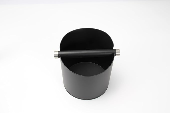DIBTSA Espresso Knock Box, Stainless Steel Coffee Grounds Knock Box, With Removable Knock Bar and Non-Slip Rubber Base (Black)