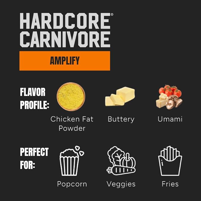 Hardcore Carnivore Amplify | Umami Seasoning, All-Purpose Blend, 10.5oz | All-Purpose Texas-Made Blend with Buttery Umami - Great on Meat, Veggies, Fries, Popcorn & More. MSG Free & Gluten Free