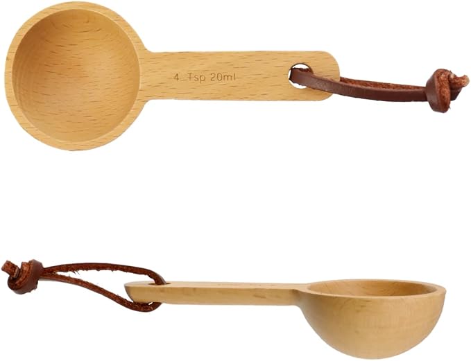 1pcs 20ml Wood Measuring Spoon and Scoop Wooden Tablespoon 20ml Measuring Scoop 4 TSP Retro Coffee Spoons for Dry Ingredients Ground Tea Spice (Wood Color, 4TSP)