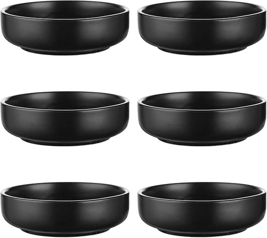 Selamica Ceramic 3.3 Inch Soy Sauce Dish Dipping Bowls Side Dishes Small Appetizer Pinch Bowls for Condiments, Sushi, Ketchup, BBQ-Set of 6(Matte Black)