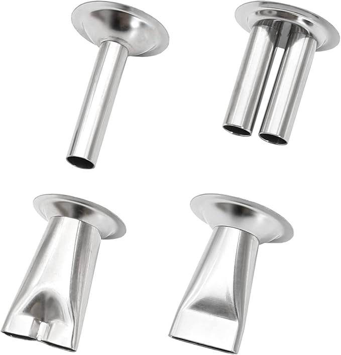 Hoypeyfiy Stainless Steel Jerky Gun Nozzles, Sausage Maker Nozzles 4Pcs Handmade Beef Jerky Nozzles (stainless steel jerky nozzle)