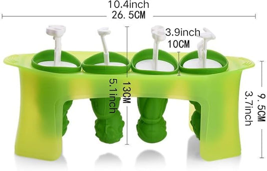 Zombie Popsicle Mold Set 4 Pieces Homemade Silicone Popsicle Maker Kid Easy Release Ice Cream Molds Reusable DIY Pop Molds- BPA Free (Zombie)