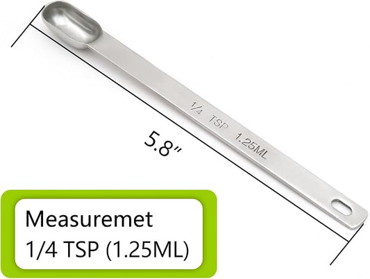 1PCS 1/4tsp (1.25ml) Single Measuring Spoon, Stainless Steel Long Handle Individual Teaspoons Only
