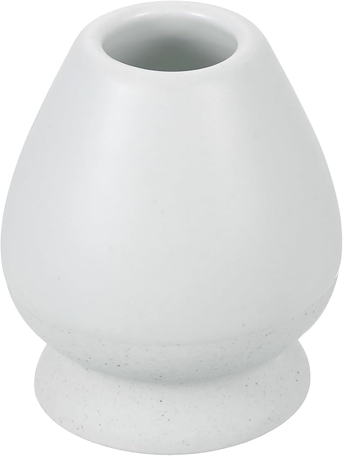 HARFINGTON Ceramic Chasen Stand 66mm Matcha Whisk Holder, Traditional Matcha Tea Chasen Holder, White