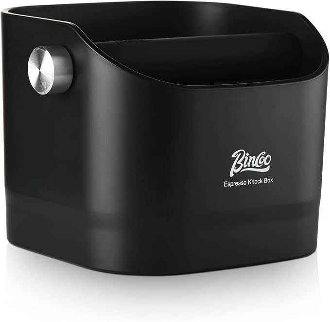 Bincoo Espresso Knock Box -1.2L(15 Cups) Knock Box, Barista Style Coffee Knock Box for Grounds with Removable Shock-Absorbent Knock Bar and Anti-Slip Base, Durable Espresso Accessories.Black