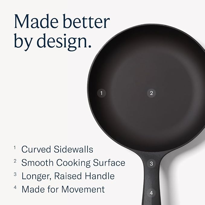 Field Company No.5 Cast Iron Chef Skillet – 7.5-Inch Curved Wall Egg Pan, Pre-Seasoned for 1–2 Servings, Lighter & Smooth, Made in USA