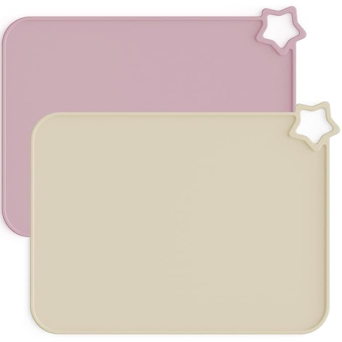 Moonkie Silicone Placemat for Babies: Toddler Table Mats for Self-Feeding | BPA-Free Non-Slip Stain-Proof Reusable Heat-Resistant Dishwasher Safe for Restaurant & Travel 2 Packs
