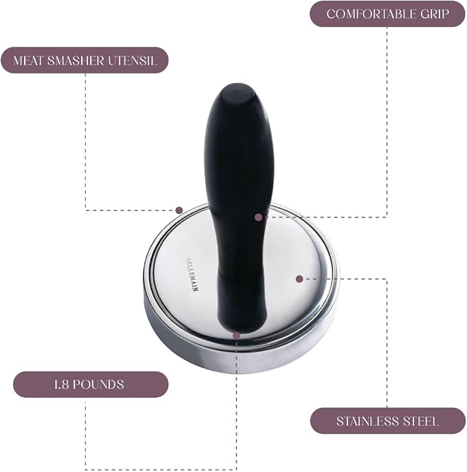 Bellemain Meat Pounder & Flattener, Stainless Steel Kitchen Mallet | easy grip meat tenderizer