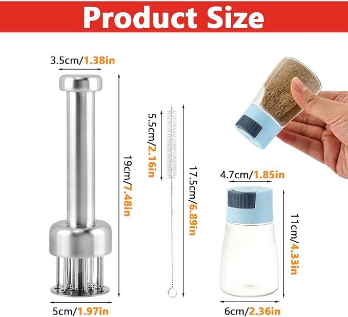Meat Tenderizer Tool, 304 Stainless Steel Meat Mallet with 21 Ultra-Sharp Tenderizer Needles for Tenderizing Beef, Turkey, Chicken, Steak, Dishwasher Safe