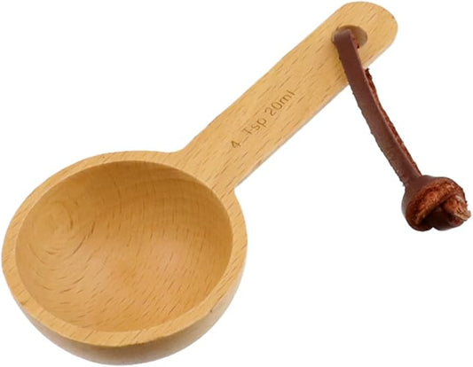 1pcs 20ml Wood Measuring Spoon and Scoop Wooden Tablespoon 20ml Measuring Scoop 4 TSP Retro Coffee Spoons for Dry Ingredients Ground Tea Spice (Wood Color, 4TSP)
