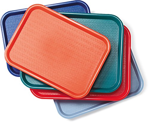 Carlisle FoodService Products Cafe Fast Food Cafeteria Tray with Patterned Surface for Cafeterias, Fast Food, And Dining Room, Plastic, 16.31 X 12.06 X 0.7 Inches, Blue, (Pack of 24)