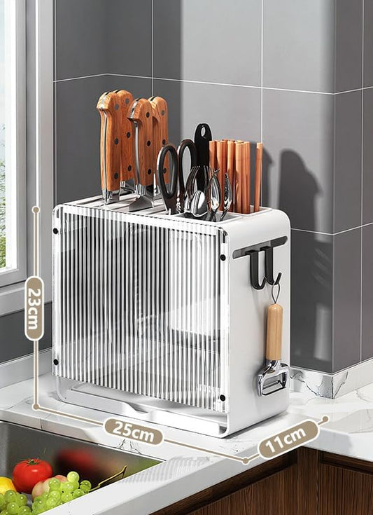 Knife Holder Organizer Stainless Steel Rack This multifunctional kitchen storage rack with Utensil (white) version:No cutting board rack