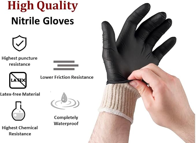 Nechtik BBQ Gloves 4 Cotton Glove Liners and 100 Disposable Gloves Washable Cotton Liners Powder Latex Free Nitrile Gloves