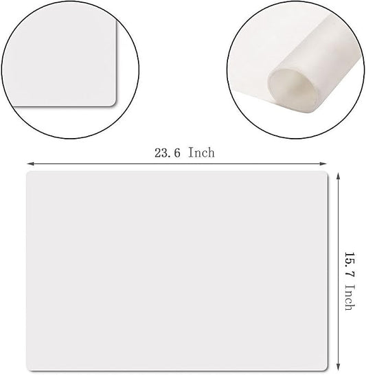 23.6'' by 15.7''Flexible Silicone Placemat Non Slip Waterproof Heat Resistant Dinner Table Transparent with Fog 1 PCS