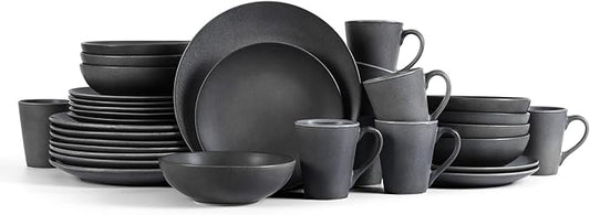 Stone Lain Grao Stoneware 32-Piece Dinnerware Set, Grey