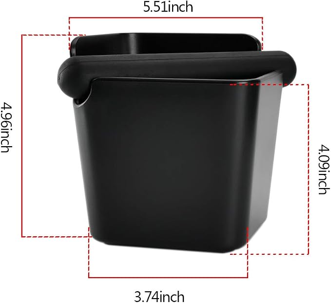 HOMEE Espresso Knock Box 4.8 Inch Shock-Absorbent Durable Barista Style | Square Knock Box With Removable Knock Bar and Non-Slip Base