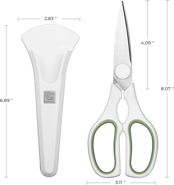 Kitchen Scissors All Purpose Kitchen Shears with Magnetic Holder, Soft Grip Handle Cooking Scissors Dishwasher Safe with Come Apart Blade Heavy Duty Scissors for Meat, Vegetable, Herb, White