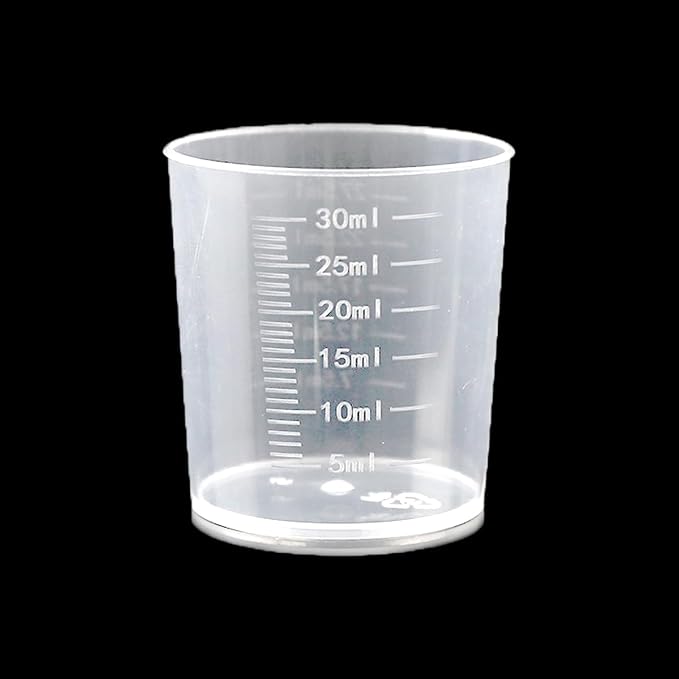 100 Pcs 30ml/1.02oz Plastic Measuring Cup Transparent Clear liquid Mixing Medicine Cups Labs Graduated Baking Beaker Measure Jugs Set Kitchen Cooking Measure Tool Home
