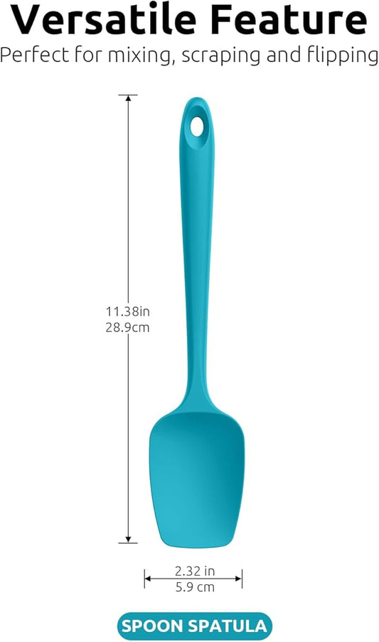 U-Taste Silicone Spoon Spatula Set, 600ºF High Heat Resistant Food Grade Flexible Rubber Scraper, Cooking Mixing Baking Kitchen Utensils Set of 3 (Multicolors)