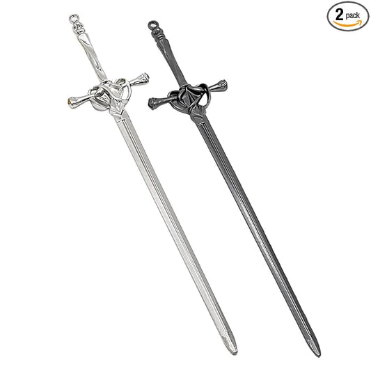 2PCS Hair Sticks for Buns,Hair Chopsticks,Sword Hair Pin,for Vintage Hair,Renaissance Chinese Hair Accessories,Metal Sword Hair Pins,Ancient Style Sword Hair Chopstick LINYUEARUI-Black&Silver