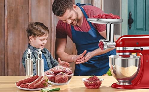 GVODE Stainless Steel Meat Grinder Attachment for KitchenAid Stand Mixer, Meat Grinder for KitchenAid Includes 4 Grinding Plates & 3 Sausage Tubes, Dishwasher-Safe Design with Sausage Stuffer Kit | Meat Grinder for KitchenAid Includes 4 Grinding Plates...