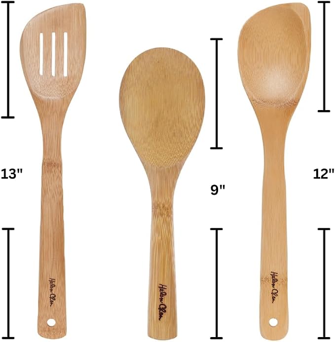 Helen’s Asian Kitchen Bamboo Cooking Utensils and Stir Fry Tools, 3-Piece Set