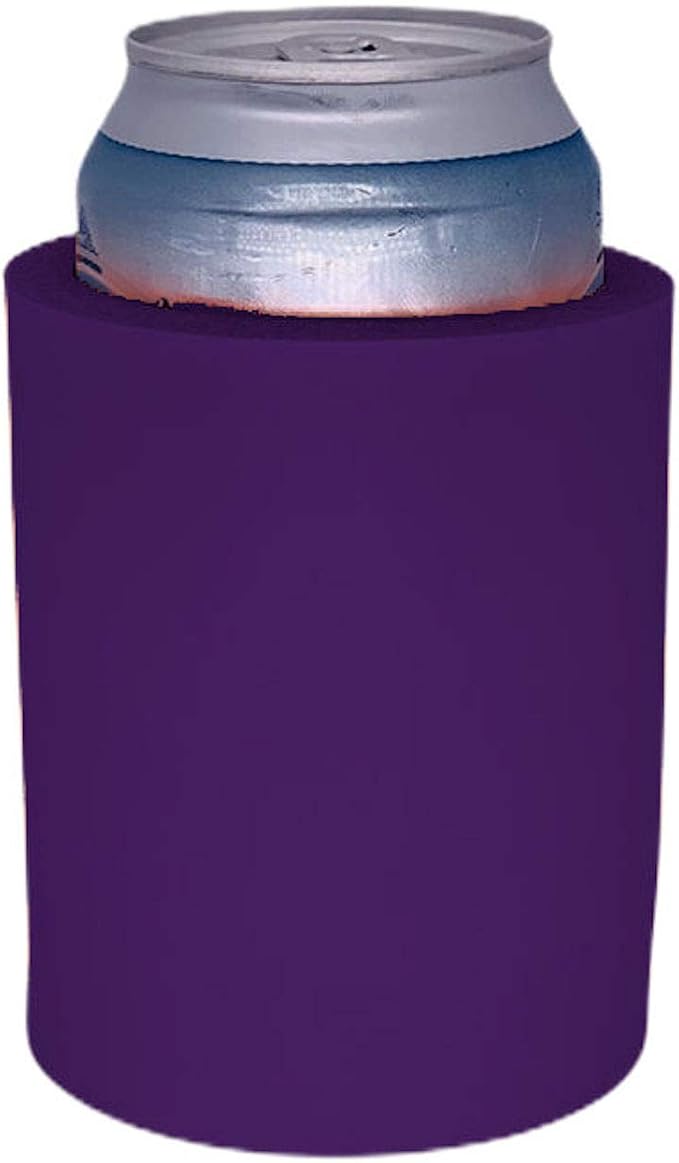 Blank Thick Foam Old School Can Cooler (2 Pack, Purple)