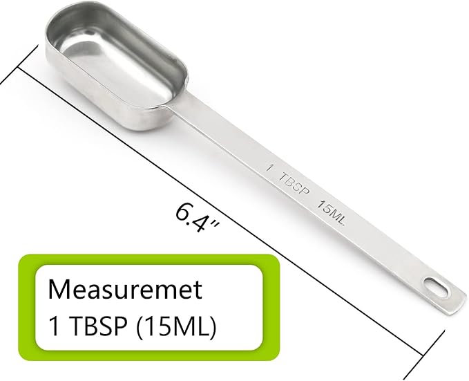 2PCS 1tbsp (3tsp, 15ml, 1/2oz) Single Measuring Spoon, Stainless Steel Long Handle Individual Teaspoons Only