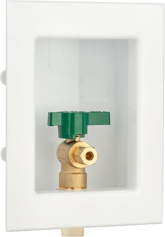 (1 Pack) Lidertik 1/2 inch CPVC Connect Pre-Assembled Ice Maker Outlet Box Valve 1/4 inch Recessed Refrigerator Water Line Wall Box with Shut Off Valve LI-ZBQH-540