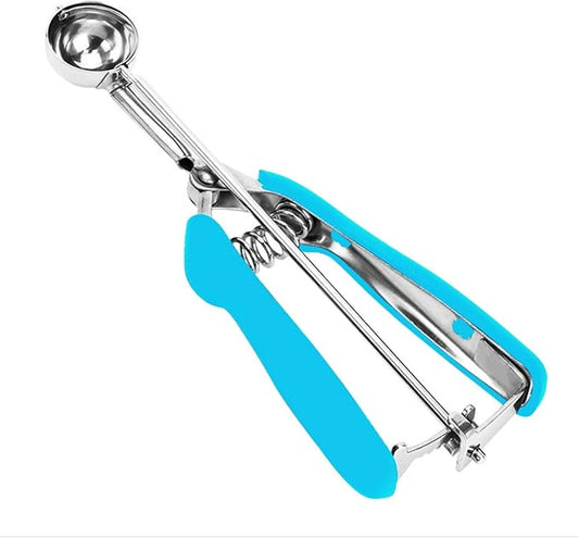 Extra Mini Cookie Scoop for Baking, 1 tsp / 5 ml Cookie Scooper, 18/8 Stainless Steel Cookie Scooper for Baking, Cookie Dough Scoop with Non-slip Grip (Blue)