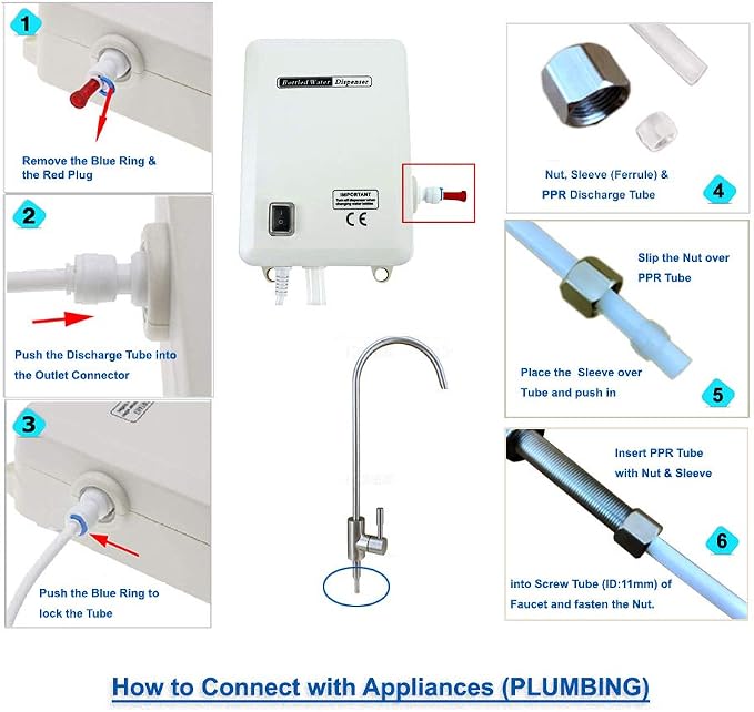 110V Drinking Water Pump for 5 Gallon Bottle Dispenser Pump System for Refrigerator Ice Maker Coffee Machine Faucet (Classic- Dual Inlet)