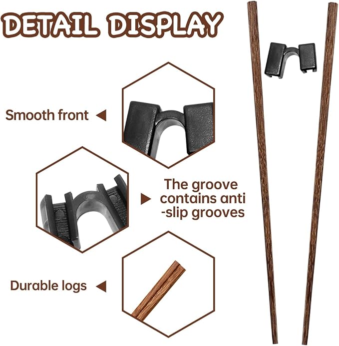 LYART 5 Pairs Reusable Training Chopsticks Beginners for Kids Adults Learners, Japanese Wooden Chopsticks Trainers Set, Dishwasher Safe, L8.86Inch (4.Wenge)