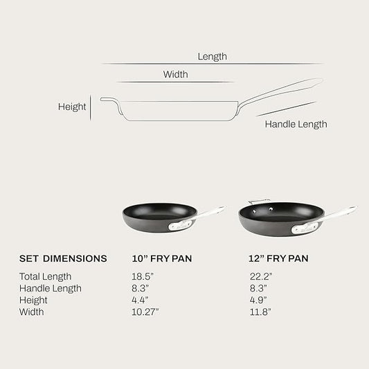 All-Clad E7859064 HA1 Hard Anodized Nonstick Fry Pan Cookware Set, 10 Inch and 12 Inch Fry Pan, 2 Piece, Black