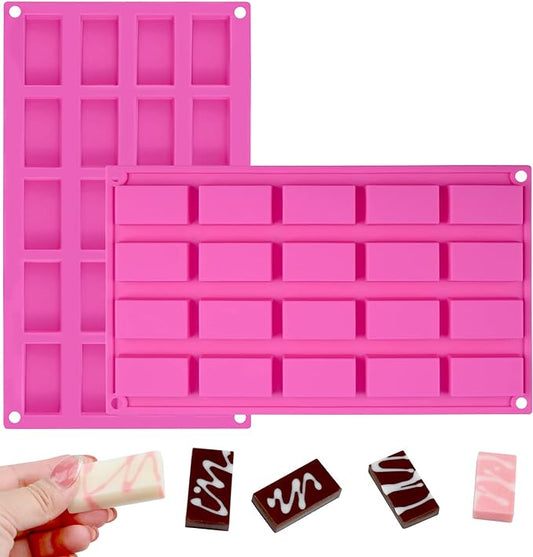 Sakolla 2 Pack Chocolate Bars Silicone Molds, Rectangles Candy Bars Molds, Making Chocolate,Rice Crispy Pops, Caramels, Dessert, Energy Bar and Soap