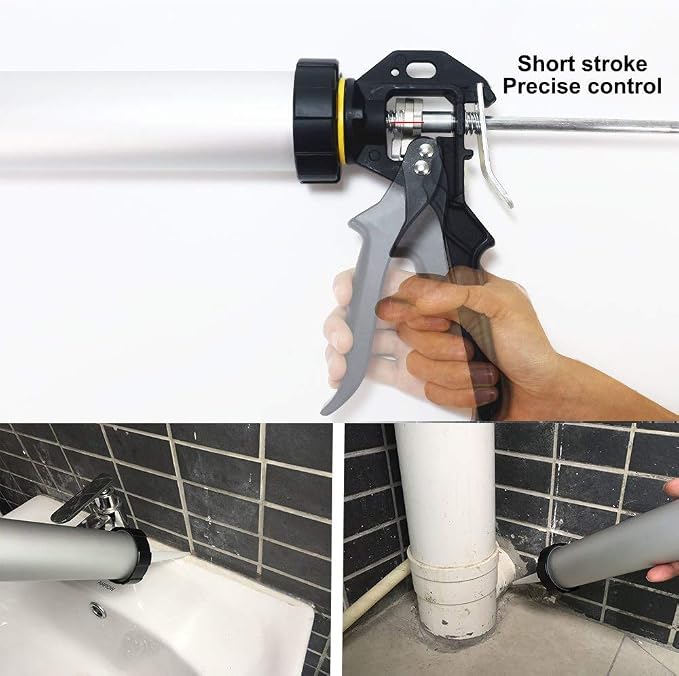 Sealant Sausage Caulking Gun with Aluminum Cartridge 600ml/20oz - 12:1 Thrust Ratio (Silver)