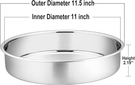 P&P CHEF Cake Pan Set of 4, Stainless Steel Baking Round Cake Pans Tins Bakeware for Birthday Wedding, Leak-proof & Easy Clean, Mirror Finish & Easy Releasing, 11 Inch
