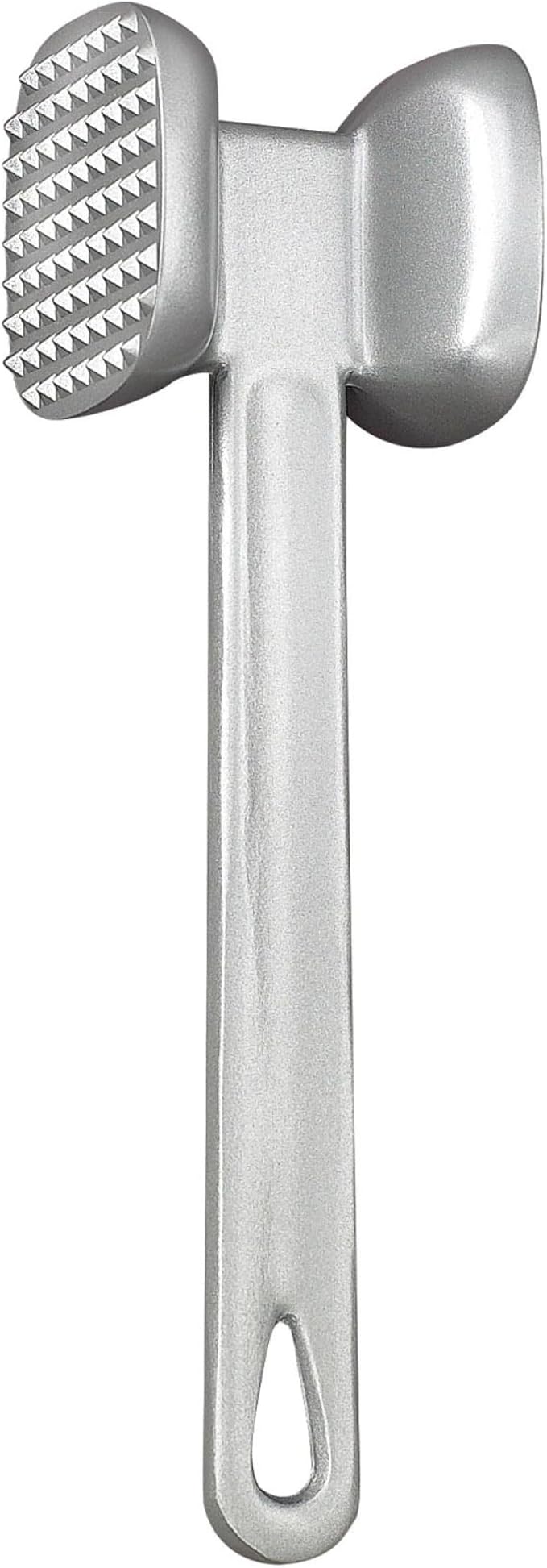HIC Kitchen Non-Stick Dual-Sided Meat Tenderizer Mallet Marinating Prep Tool, Toothed And Plain Heads, Silicone-Coated, For Flattening Cutlets And Tenderizing Meat