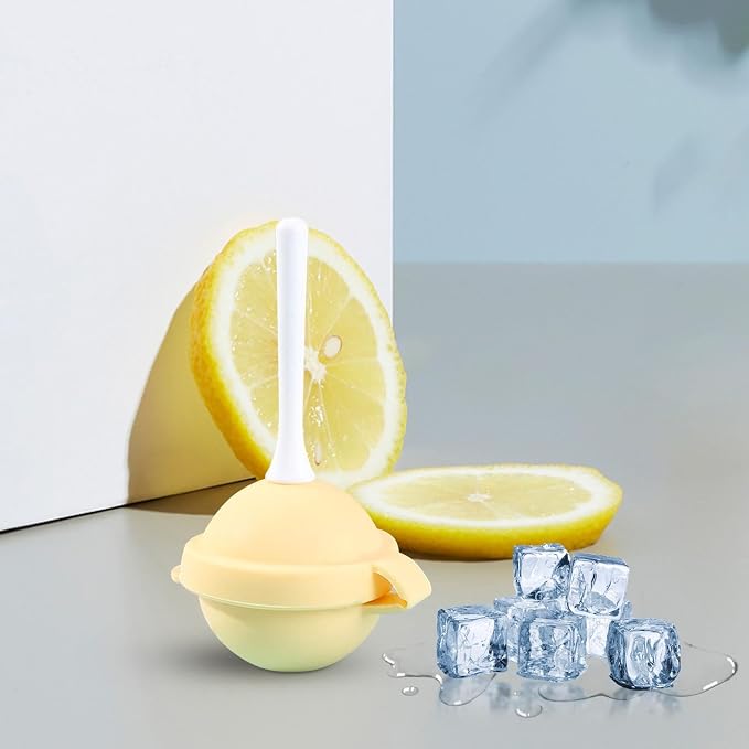 4PC Silicone Lollipop Ice Cream Maker, Reusable Homemade Popsicle Molds, Colorful DIY Lollipop Ice Cream Mold, Funny Silicone Popsicle Molds for Juice Yogurt Frozen Treats, Summer Party (Yellow)