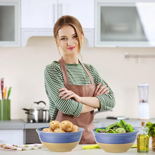 Hasense Salad Bowls Set of 2, 9 Inch Purple Ceramic Serving & Mixing Bowls - 84 Ounce, Microwave Safe: Perfect for Entertaining, Cooking, Baking & Dinner Plates
