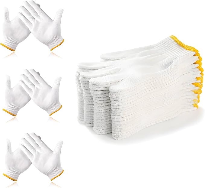 Unisex white cotton polyester knittedsafety gloves,suitable for gardening,warehouse,cooking work-12/36/240 pairs