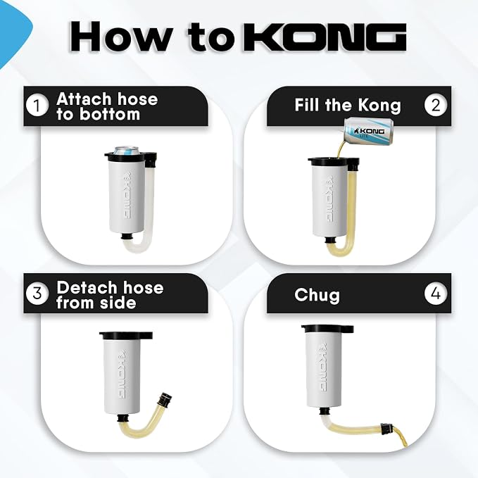 The Kong Skinny Can - Portable Coozie or Bottle Cooler/Cup With Detachable, Expandable, Hose To Funnel Your Drink (White)