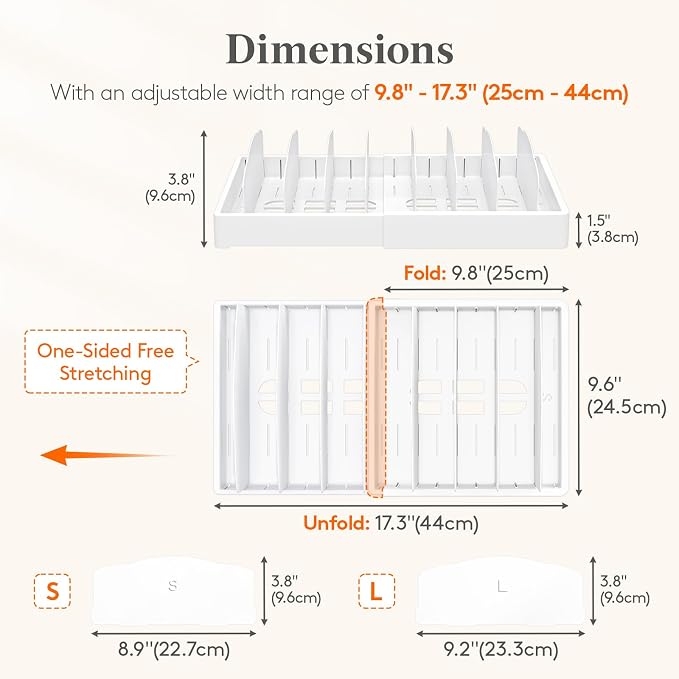 Lifewit Kitchen Cabinet Organizer for Food Contanier Lid with 9 Sections | Expandable Lids Holder with 8 Adjustable Dividers for Pantry Organizers and Storage, Home Organization, Large, 9.8"-17"