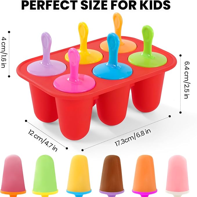 Silicone Popsicles Molds, BPA-Free Small Popsicle Mold for Kids, Toddler & Baby, Reusable Popsicle Molds, Mini Ice Pop Molds with Colorful Sticks, Ice Cream Molds, Homemade Ice Cream Molds(Red)