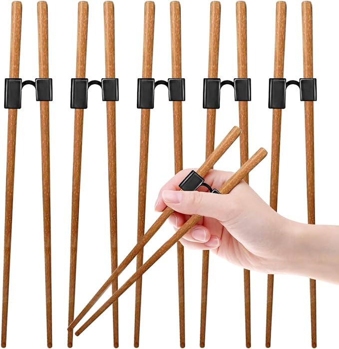 LYART 5 Pairs Reusable Training Chopsticks Beginners for Kids Adults Learners, Japanese Wooden Chopsticks Trainers Set, Dishwasher Safe, L8.86Inch (3.Rosewood)