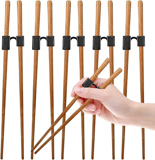 LYART 5 Pairs Reusable Training Chopsticks Beginners for Kids Adults Learners, Japanese Wooden Chopsticks Trainers Set, Dishwasher Safe, L8.86Inch (3.Rosewood)