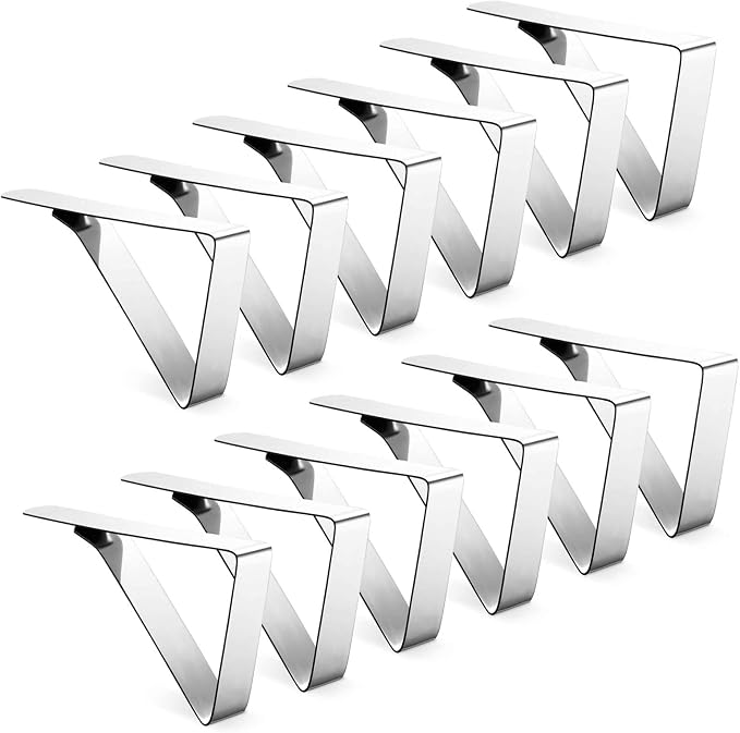 Ponure 12 Pack Tablecloth Clips - Heavy Duty Picnic Table Clips, Stainless Steel Table Cloth Cover Clamps, Table Cloth Holders Ideal for Restaurant Picnics Marquees Weddings Graduation Party