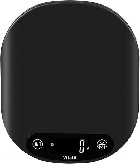 Vitafit 33lb/15kg Digital Food Scale in High Precision 0.1oz/1g, Our Own Kitchen Scale Professional Factory Since 2001, Home and Kitchen Essentials for Cooking and Baking, LED, 3*AAA Batteries, Black