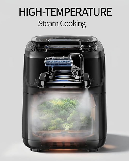12-IN-1 Large Air Fryer, Non Toxic Steam Air Fryers with Superior Airflow, Self-Cleaning Smart Digital Air Fryer, Air Fry, Roast, Reheat, Dehydrate, Air Crisp Technology with 420F, 7.5 QT